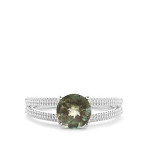 1.20ct Green Colour Change Andesine Sterling Silver Ring