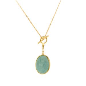 11cts Amazonite Gold Tone Sterling Silver T-bar Necklace 