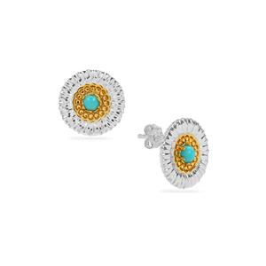 0.25ct Sleeping Beauty Turquoise Two Tone Sterling Silver Earrings 