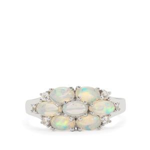 Ethiopian Opal & White Zircon Sterling Silver Ring ATGW 1.25cts