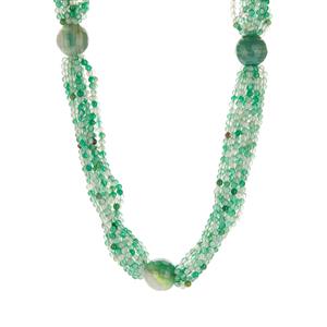 Green Agate Bead Necklace in Sterling Silver 416.95cts
