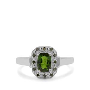 Chrome Diopside & Green Diamond Sterling Silver Ring ATGW 0.97ct