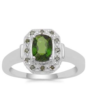 Chrome Diopside Ring with Green Diamond in Sterling Silver 0.97ct