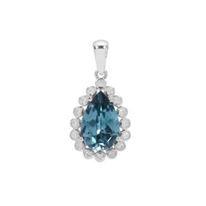 Versailles Topaz Pendant with White Zircon in Sterling Silver 5.35cts