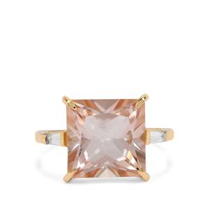 Teófilo Blush Pink Topaz Ring with White Zircon in 9K Gold 8.20cts