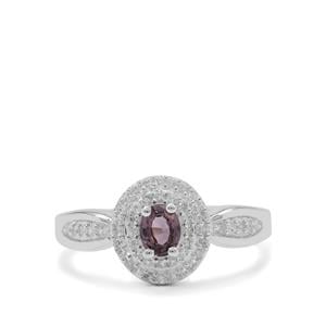 Burmese Spinel & White Zircon Sterling Silver Ring ATGW 0.80cts