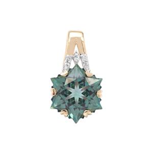 Wobito Snowflake Cut Brave N Bold Topaz Pendant with Diamond in 9K Gold 5.40cts