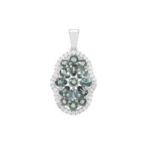 Natural Umba Sapphire Pendant with White Zircon in Sterling Silver 3.41cts