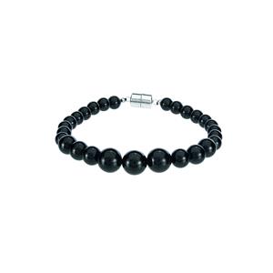80.16cts Black Tourmaline Sterling Silver Bracelet with Magnetic Lock