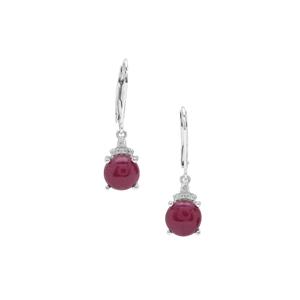 Bharat Ruby Earrings with White Zircon in Sterling Silver 6.05cts