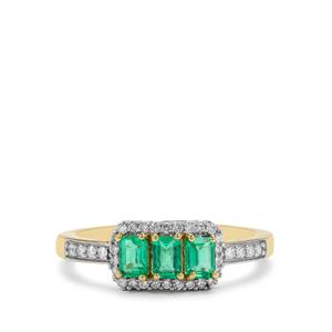 Panjshir Emerald & Diamond 18K Gold Tomas Rae Ring MTGW 0.65ct