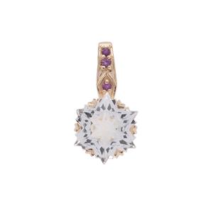Wobito Snowflake Cut White Topaz Pendant with Bahia Amethyst in 9K Gold 5.60cts