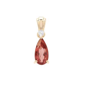 Rosé Apatite Pendant with White Zircon in 9K Gold 2.25cts