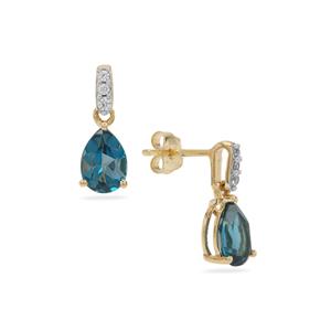 London Blue Topaz & Zircon 9K Gold Earrings