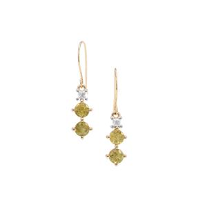 Ambilobe Sphene & White Zircon 9K Gold Earrings ATGW 1.57cts
