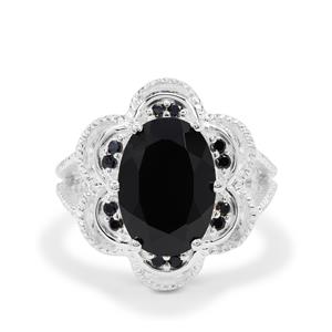 Black Spinel Ring in Sterling Silver 7.70cts