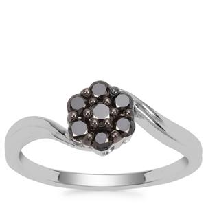 Black Diamond Ring in Sterling Silver 1/3ct