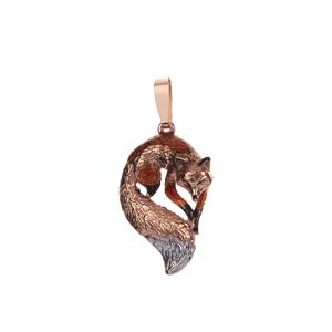 Fox Pendant in Two Tone Sterling Silver
