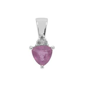 Ilakaka Hot Pink Sapphire Pendant with White Zircon in Sterling Silver 1.10cts (F)