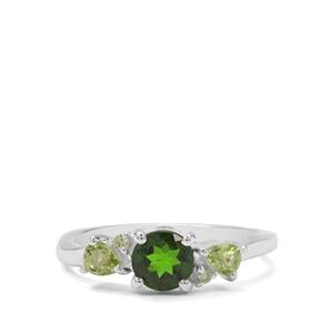 Chrome Diopside & Peridot Sterling Silver Ring ATGW 1.09cts