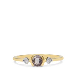 Burmese Grey Spinel Ring with White Zircon in 9K Gold 0.50ct