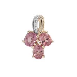 Padparadscha Sapphire Pendant with White Zircon in 9K Gold 1.05cts