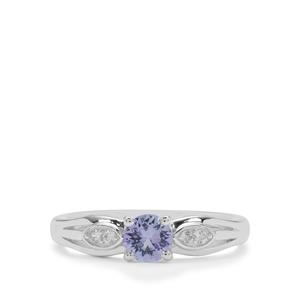 Tanzanite & White Zircon Sterling Silver Ring ATGW 0.60ct