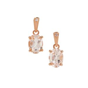 Morganite & Natural Pink Diamond 9K Rose Gold Earrings ATGW 2.10cts