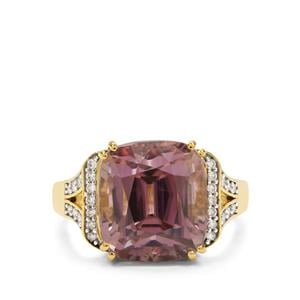 Pink Diaspore & Diamond 18K Gold Arthur Ivy Ring MTGW 12.60cts