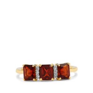 Madeira Citrine Ring with Diamond in 9K Gold 1.30cts