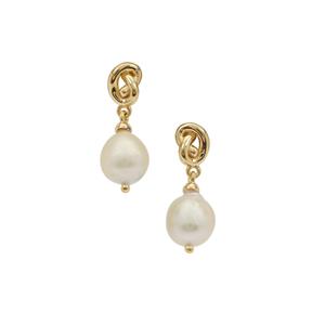 South Sea Cultured Pearl Earrings in Gold Plated Sterling Silver (8mm)