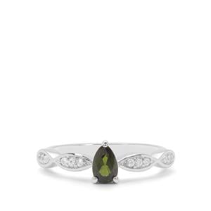 Chrome Diopside & White Zircon Sterling Silver Ring ATGW 0.56ct