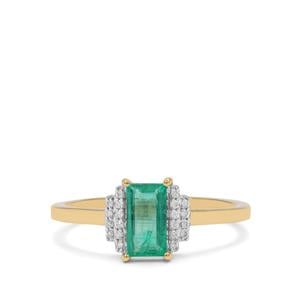 Panjshir Emerald Ring with Diamond in 18K Gold 0.65ct 