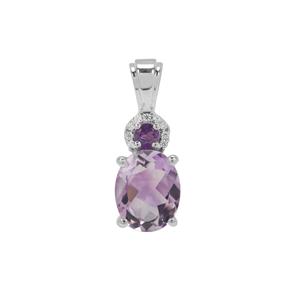 Moroccan, African Amethyst & White Zircon Sterling Silver Pendant ATGW 2.45cts