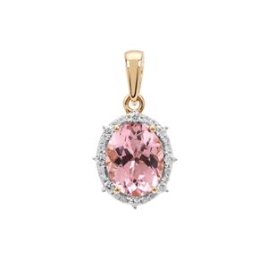 Cherry Blossom™ Morganite Pendant with Diamond in 18K Gold 2.55cts 
