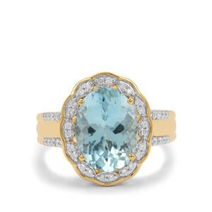 Aquamarine & Diamonds 18K Gold Lorique Ring MTGW 4.23cts