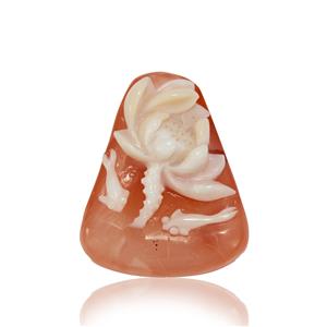 102ct Agate Fish & Lotus Flower Carving (N)