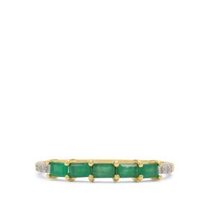 Brazilian Emerald & White Zircon 9K Gold Ring ATGW 0.50ct