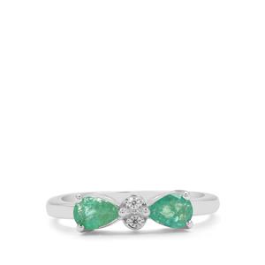 Zambian Emerald & White Zircon Sterling Silver Ring ATGW 0.75ct