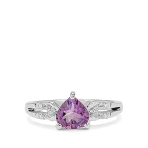 Moroccan Amethyst & White Zircon Sterling Silver Ring ATGW 1.10cts