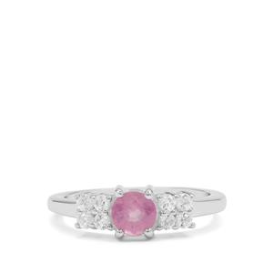 Ilakaka Hot Pink Sapphire & White Zircon Sterling Silver Ring ATGW 0.85ct (F)