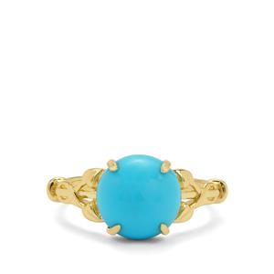 3.20ct Sleeping Beauty Turquoise 9K Gold Ring 