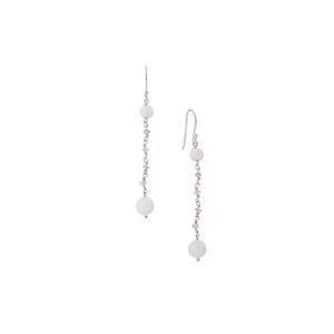 Pink Aragonite Earrings with Pink Spinel in Sterling Silver 12.55cts