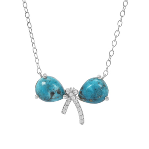 Arizona Turquoise Necklace with White Topaz in Sterling Silver 5.72cts