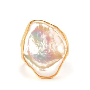 Baroque Cultured Pearl Ring in Gold Plated Sterling Silver (23mm x 18mm)
