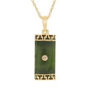 Nephrite Jade & Australian Diamond Midas Necklace ATGW 9.55cts