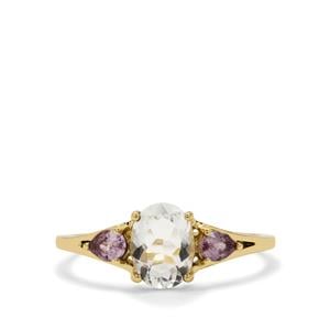 Hyalite & Pink Sapphire 9K Gold Ring ATGW 1cts