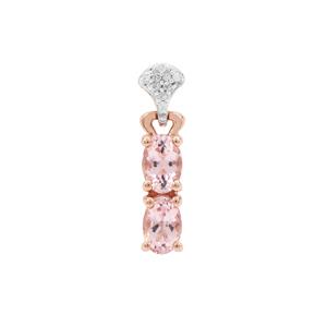 Cherry Blossom™ Morganite & Diamond 9K Rose Gold Pendant ATGW 0.83ct