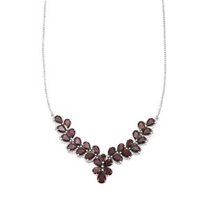 Red Garnet Necklace in Sterling Silver 13.48cts