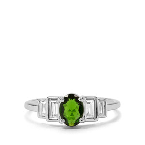 Chrome Diopside & White Zircon Sterling Silver Ring ATGW 1.28cts